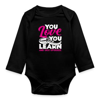 Du Liebst Du Lernst Und Du Verbesserst Die - Baby Bio-Langarm-Body - Schwarz - Vorne