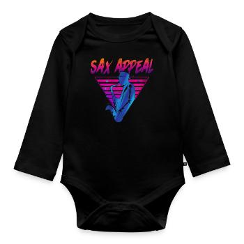 Saxophone Retro Vintage Sax Appeal - Organic Longsleeve Baby Bodysuit - black - Front