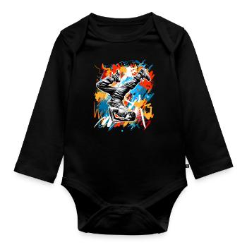 Breakdancing - Organic Longsleeve Baby Bodysuit - black - Front
