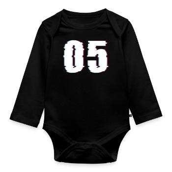 Five 5 Five 05 Number Effect Distorted Number - Organic Longsleeve Baby Bodysuit - black - Front