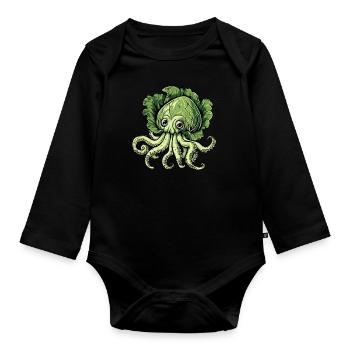 Oktopus Kohlkopf - Baby Bio-Langarm-Body - Schwarz - Vorne