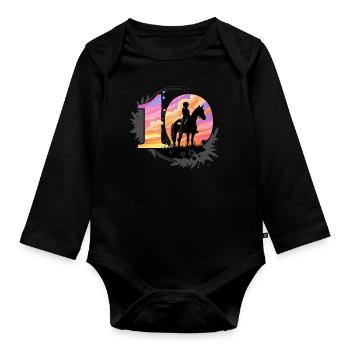 10. Geburtstag Pferde Reiten 10 Jahre Mädchen - Baby Bio-Langarm-Body - Schwarz - Vorne