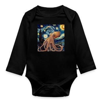 Tintenfisch - Baby Bio-Langarm-Body - Schwarz - Vorne