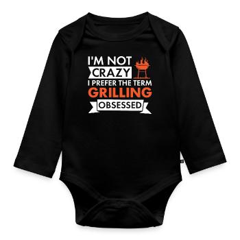 Griller Je ne suis pas fou de grillades - Body Bébé bio manches longues - noir - Devant