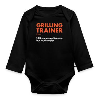 Griller Trainer Définition Grillades - Body Bébé bio manches longues - noir - Devant