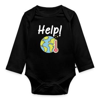 Climate change Climate protection - Organic Longsleeve Baby Bodysuit - black - Front