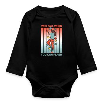 Boulderer Chalk Up et Flash Bouldering - Body Bébé bio manches longues - noir - Devant