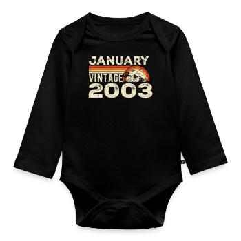 Januar 2003 Jahrgang Geburtstag 2003, Jahrgang 2003 - Baby Bio-Langarm-Body - Schwarz - Vorne