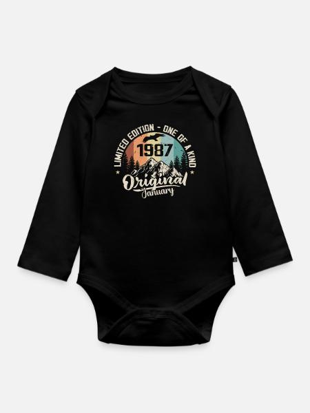 Januar 1987 Original Geschenk zum 39-jährigen Jubiläum - Baby Bio-Langarm-Body - Schwarz