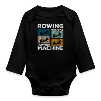 Rameur rameur hardcore - Body Bébé bio manches longues - noir - Devant