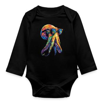 Tintenfisch - Baby Bio-Langarm-Body - Schwarz - Vorne