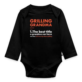 Griller Grandma Definition Grilling - Baby Bio-Langarm-Body - Schwarz - Vorne