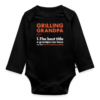 Griller Grandpa Definition Grilling - Baby Bio-Langarm-Body - Schwarz - Vorne