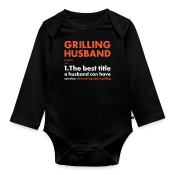 Griller Mari Définition Grillades - Body Bébé bio manches longues - noir - Devant