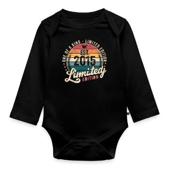 Geburtstagsgeschenk 2015 Jahrgang 2015 Retro 2015 - Baby Bio-Langarm-Body - Schwarz - Vorne