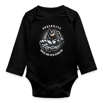Doberman Loyal to the End Chemise pour chien musclé - Body Bébé bio manches longues - noir - Devant