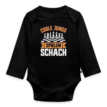 Schach Jungs Schachspieler Jungen - Baby Bio-Langarm-Body - Schwarz - Vorne