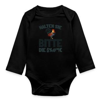 chicken hen please keep your mouth shut - Organic Longsleeve Baby Bodysuit - black - Front
