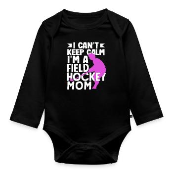 I'm a field hockey mom - Organic Longsleeve Baby Bodysuit - black - Front