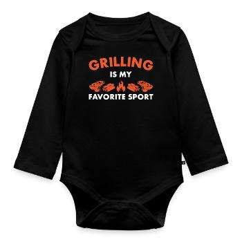 Les grillades sont mes grillades sportives préférées - Body Bébé bio manches longues - noir - Devant