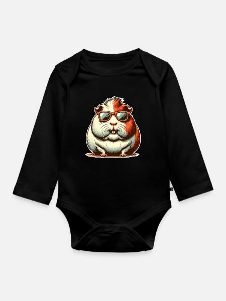 Meerschweinchen - Baby Bio-Langarm-Body - Schwarz