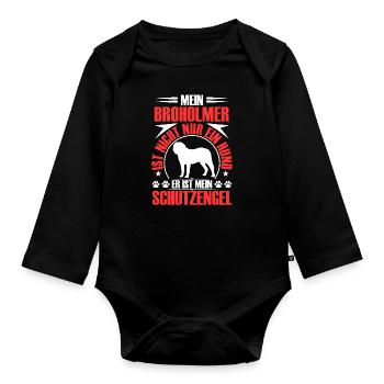 Broholmer est mon ange gardien Broholmer - Body Bébé bio manches longues - noir - Devant