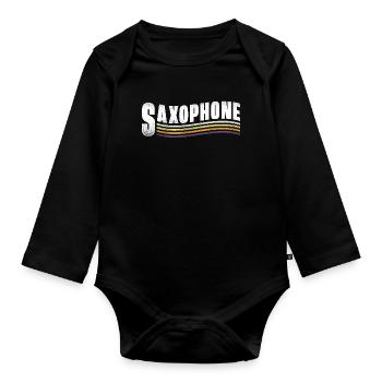 Saxophone Retro Vintage Saxophone - Baby Bio-Langarm-Body - Schwarz - Vorne