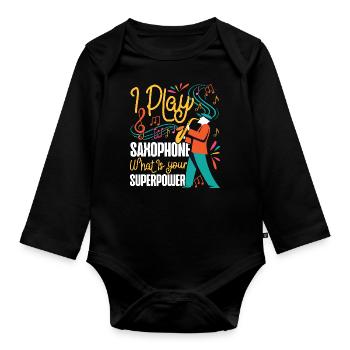Saxophone I Play Saxophone What Is - Baby Bio-Langarm-Body - Schwarz - Vorne