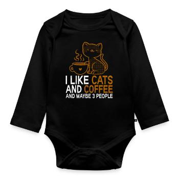 Cat Cat Lover for Women - Organic Longsleeve Baby Bodysuit - black - Front