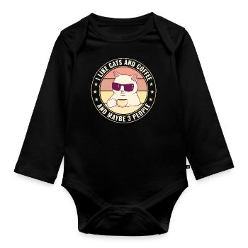 Cat Cat Lover for Women - Organic Longsleeve Baby Bodysuit - black - Front