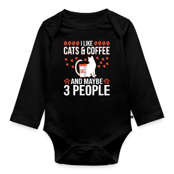 Cat Cat Lover for Women - Organic Longsleeve Baby Bodysuit - black - Front