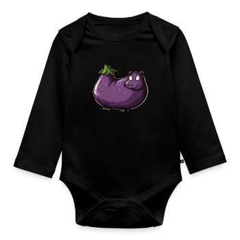 Eggplant seal - Organic Longsleeve Baby Bodysuit - black - Front