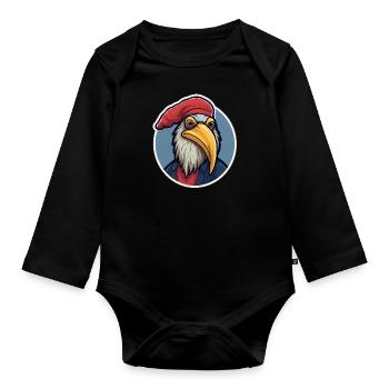 Aigle avec chapeau - Body Bébé bio manches longues - noir - Devant