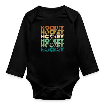 Field Hockey Player Retro Style - Organic Longsleeve Baby Bodysuit - black - Front