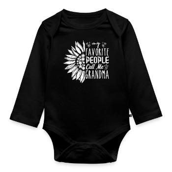 My favorite people call me grandma - Body Bébé bio manches longues - noir - Devant