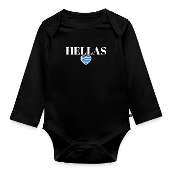 Hellas Grèce Drapeau grec Grec - Body Bébé bio manches longues - noir - Devant