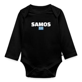 Samos Grèce Drapeau grec Grec - Body Bébé bio manches longues - noir - Devant
