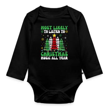 Elfes de Noël - Body Bébé bio manches longues - noir - Devant