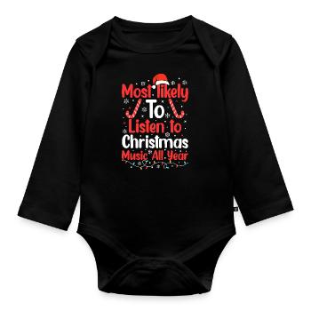 Elfes de Noël - Body Bébé bio manches longues - noir - Devant