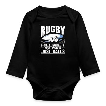 Rugby Spieler Kein Helm Nur Mut - Baby Bio-Langarm-Body - Schwarz - Vorne