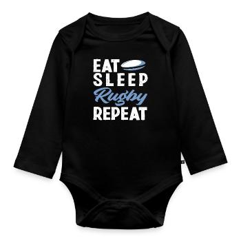 Iss Schlaf Rugby Spieler Wiederhole - Baby Bio-Langarm-Body - Schwarz - Vorne