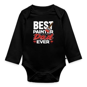 Bester Maler Papa Aller Zeiten - Baby Bio-Langarm-Body - Schwarz - Vorne