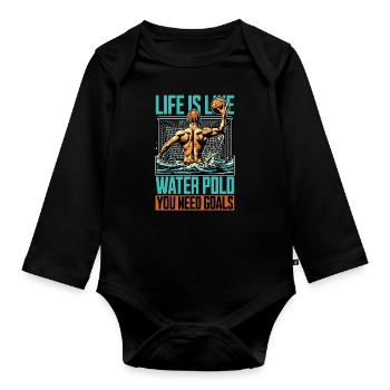 La vie est comme le water-polo, il faut plonger - Body Bébé bio manches longues - noir - Devant