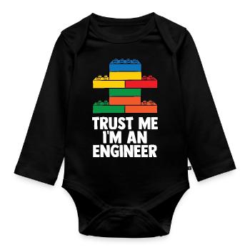 Brick Builder Toys Blocks Clamping Blocks Bricks - Organic Longsleeve Baby Bodysuit - black - Front