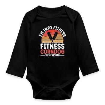 Hot Dog Costume Camping Outfit - Organic Longsleeve Baby Bodysuit - black - Front