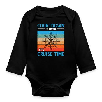 Cruise with the family cruise ship - Organic Longsleeve Baby Bodysuit - black - Front