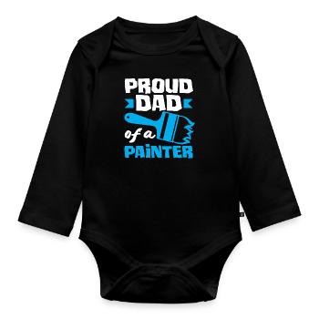 Fier papa d’un peintre parfait - Body Bébé bio manches longues - noir - Devant