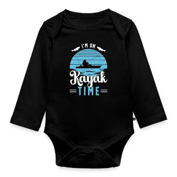 Pêche en kayak Je suis sur Kayak Time Aime les sports nautiques - Body Bébé bio manches longues - noir - Devant
