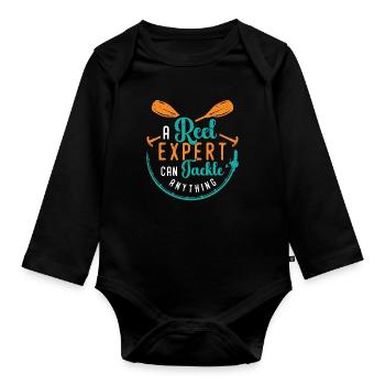 Kayak Fishing A Reel Expert Can Tackle Fisherman - Organic Longsleeve Baby Bodysuit - black - Front