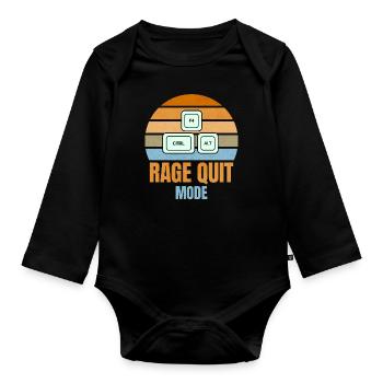 Rage Quit Modus – STRG + ALT + F4 für Gamer - Baby Bio-Langarm-Body - Schwarz - Vorne